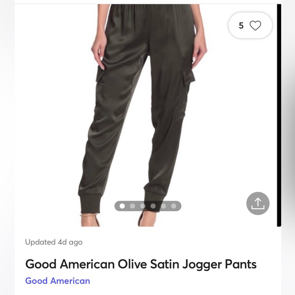 Good American brand jogger style pants. Olive green. Size 2.